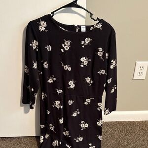 Old Navy Black Floral Long Sleeve Dress
